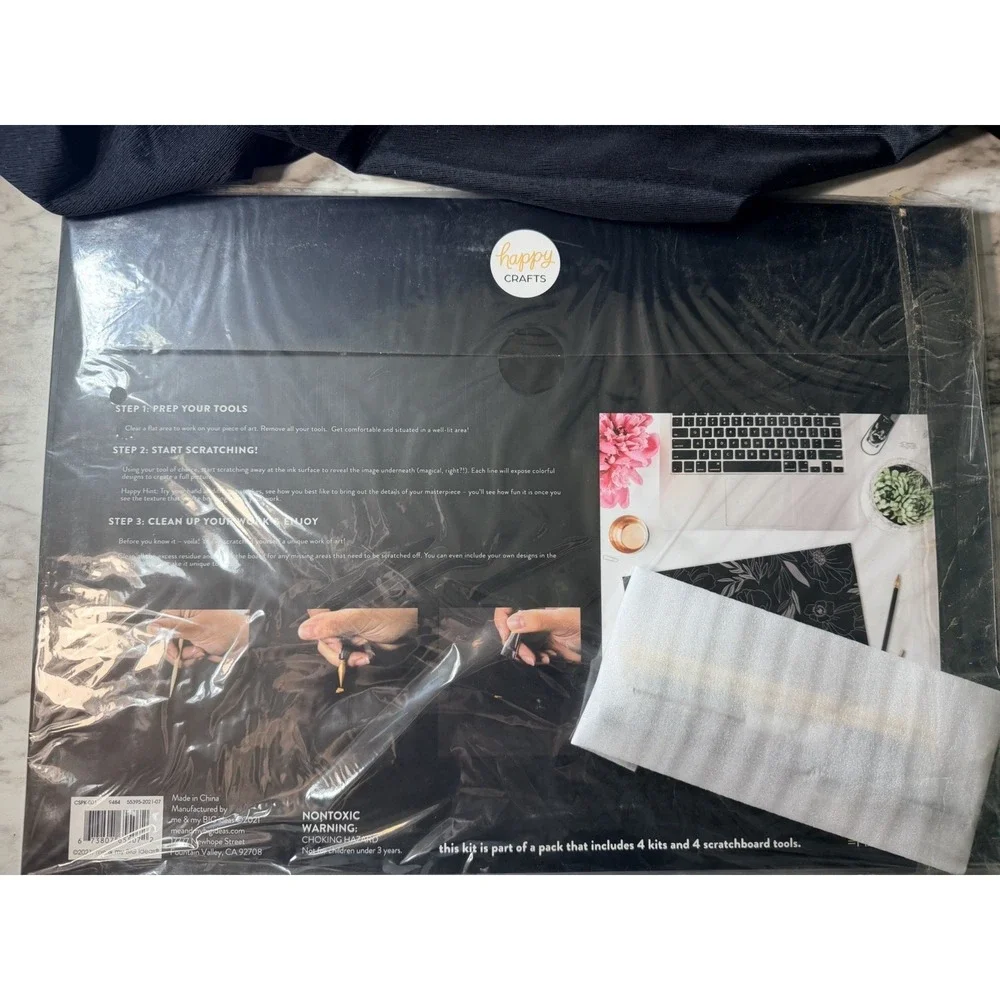 NIP RELAX‎ YOUR MIND W/ HAPPY CRAFTS SCRATCH KIT INCLUDES BOARDS, TOOLS (2887)